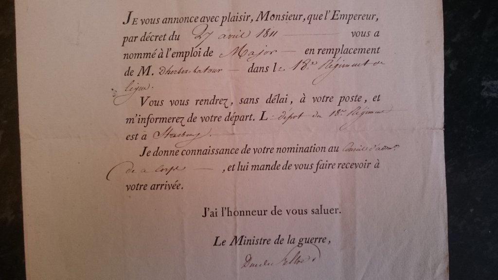 Détail de la lettre de nomination de Louis-Antoine Sauset